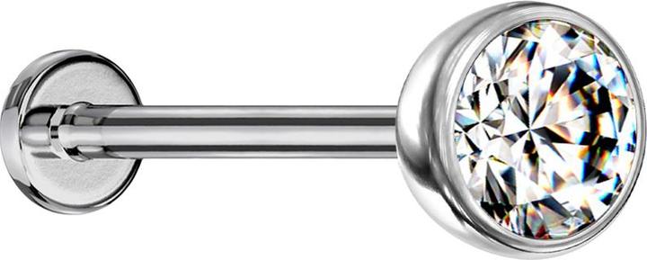 Produktbild Star Piercing Micro Threadless Labret silber Halbkugel mit Kristall silber (ohne Messing, Titan)