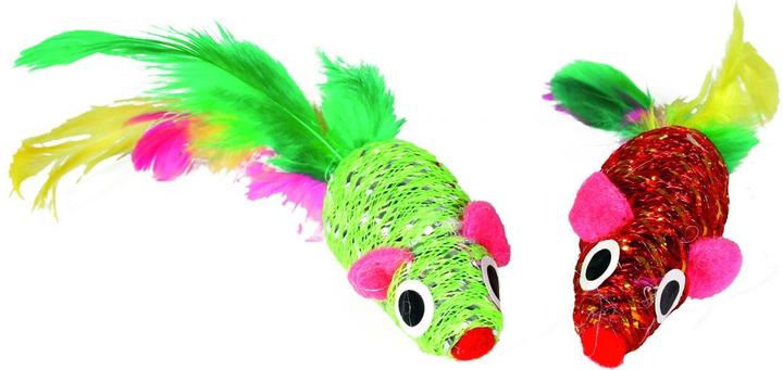 Actual product image Karlie Mouse Feathers in drum (Play mouse cat)