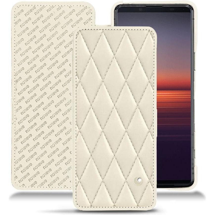 Noreve Lederschutzhülle horizontal (Sony Xperia 5 II), Smartphone Hülle, Weiss