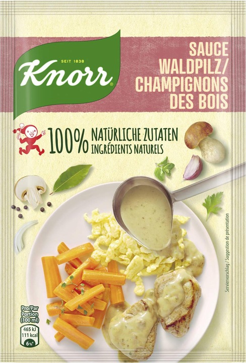 Produktbild Knorr 100% Natürlich Waldpilz Sauce Beutel mit feinen Champignons, ideal zu Pilz, Fleisch & Pasta (33 g)