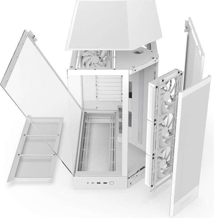 Productafbeelding NZXT H9 Flow (2025) All White Midi Tower ATX Gaming Gehäuse weiss mit Glasfenster (ATX, Mini-ITX, mATX)