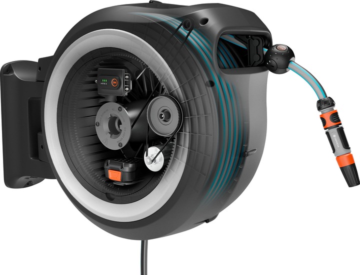 Actual product image Gardena Battery wall-mounted hose box PowerRoll XXL 18V set white 40 m (40 m)