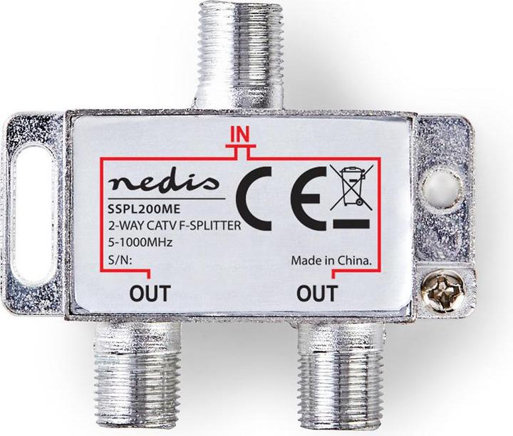 Actual product image Nedis CATV splitter | 5 - 1000 MHz | Insertion loss: 4.2 dB | Number of outputs: 2 | 75 Ohm | (CAT5)