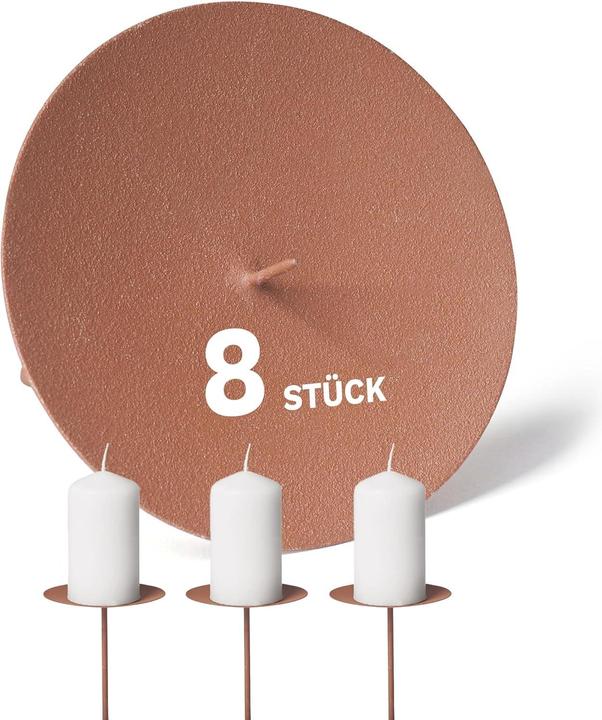 Produktbild Novaliv 8x Kerzenpick | Dorn, 12 cm ROST | Kerzenhalter für Adventskranz Kerzenpin Weihnachtskranz (12 x 12 x 12 cm)