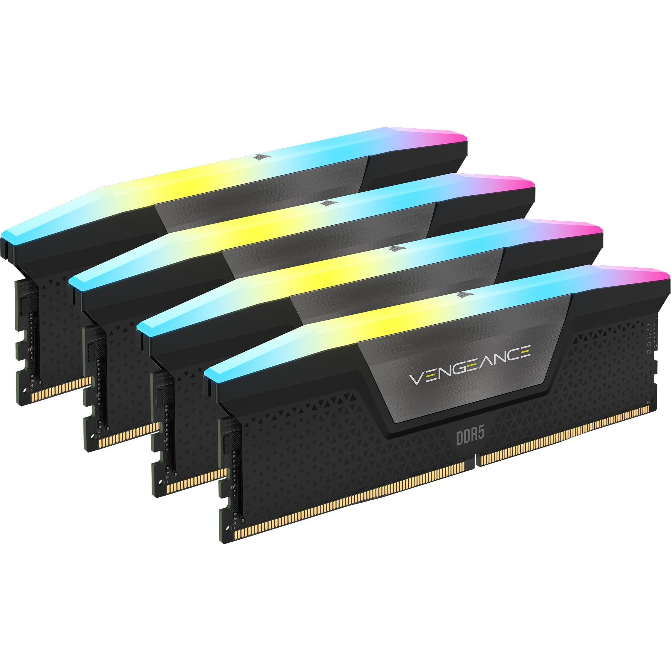 Corsair Vengeance RGB (4 x 16GB, 6000 MHz, RAM DDR5, U-DIMM), Memoria RAM, Nero