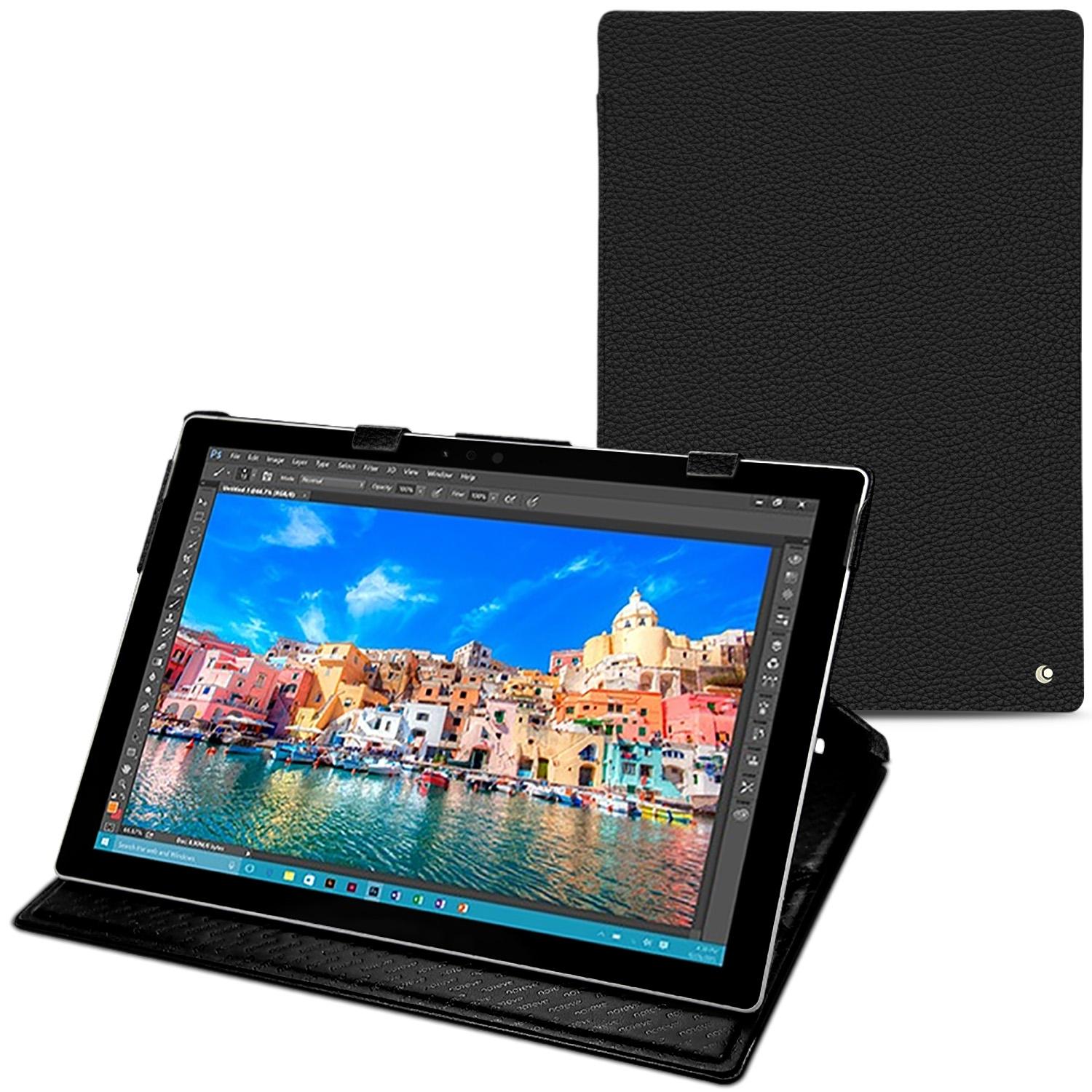 Noreve Lederschutzhülle vertikal (Microsoft Surface Pro 4), Tablet Hülle, Schwarz