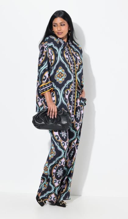 Actual product image Ulla Popken Ornamental Ogee Print Elastic Waist Pants (46, 48)