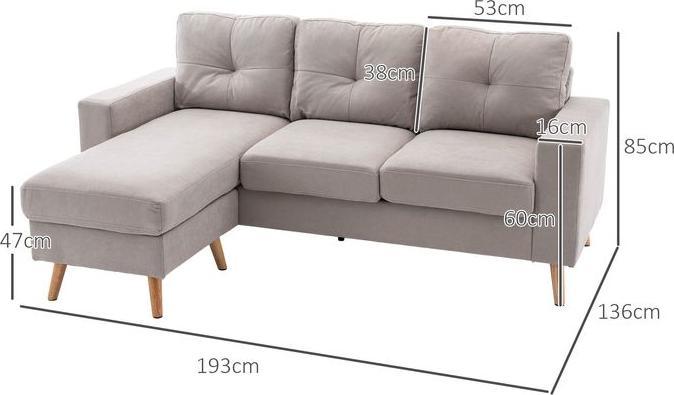 Produktbild Swisshandel24 Ecksofa Eckcouch in L-Form, Eckgarnitur in Leinenoptik, Couchgarnitur mit Chaiselongue für 3 Persone (Ecksofa)