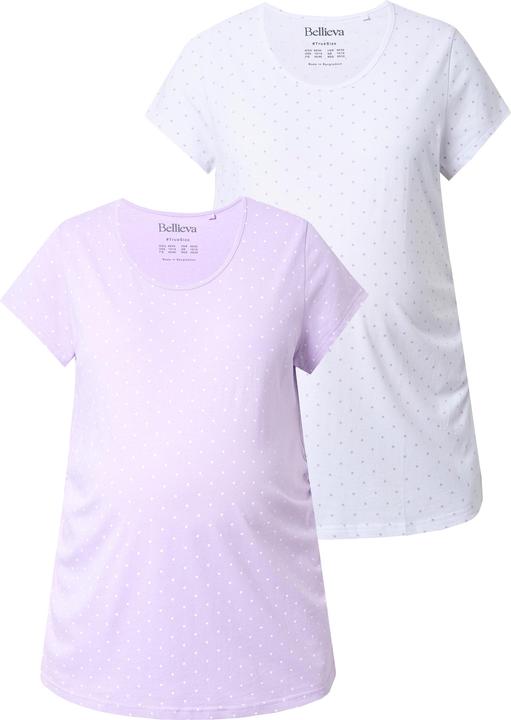 Image du produit Ulla Popken T-shirts Bellieva en lot de 2, à col rond et manches courtes Fronces latérales, coton bio. GOTS (58)