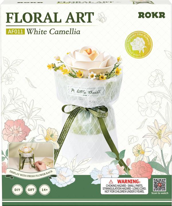 Actual product image Robotime Rokr Series AF011 Camellia 63pcs Age 14+