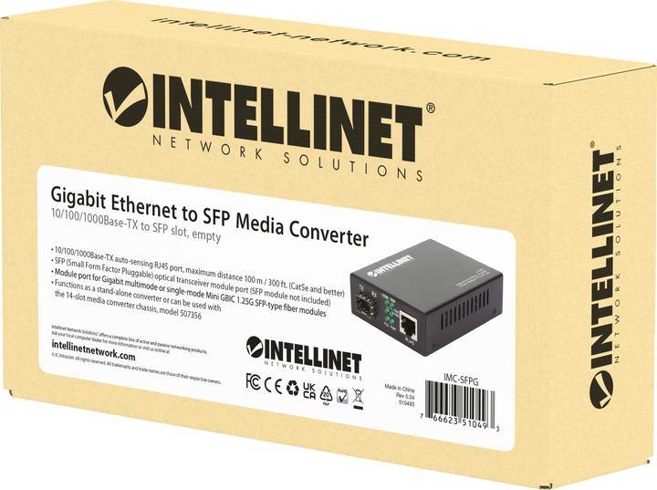 Image du produit Intellinet 10/100/1000Base-TX sur slot SFP SFP (Convertisseur de médias)