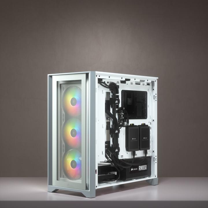 Immagine prodotto Corsair Custodia iCUE 4000X RGB Mid-Tower in vetro temperato bianco (ATX, mATX, Mini-ITX, E-ATX)