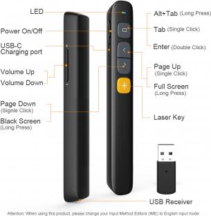 Produktbild Norwii Norwia N29 AAA-Fernbedienung mit Laserpointer für Multimedia-Präsentationen