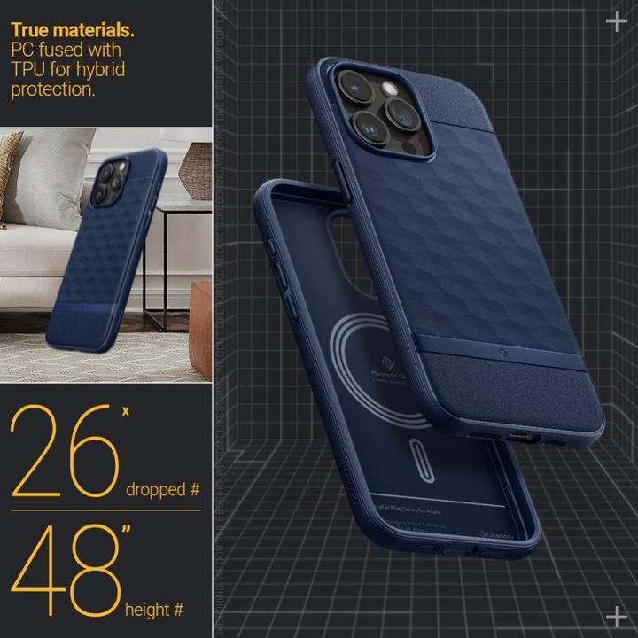 Actual product image Caseology Parallax MAG iPhone 15 Pro Max 6.7" Magsafe Granatowy/Midnight Blue ACS06615 (Apple iPhone 15 Pro Max)