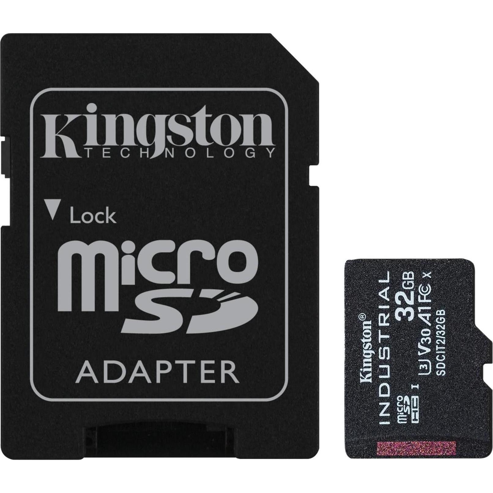 Kingston microSDHC Industrial pSLC (32 GB, microSDHC, U3, UHS-I), Speicherkarte, Schwarz