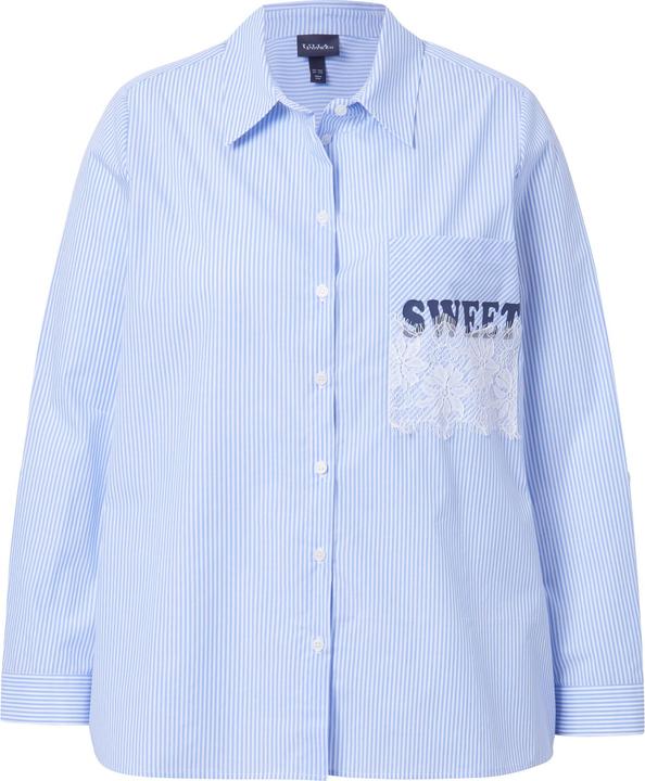 Immagine prodotto Ulla Popken Blusa a righe dal taglio svasato con SWEET, collo da camicia e maniche lunghe (54)
