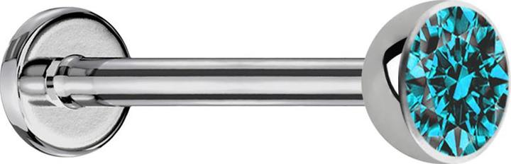 Actual product image Star Piercing Micro Threadless Labret silver hemisphere with crystal aqua (without brass, Titanium)