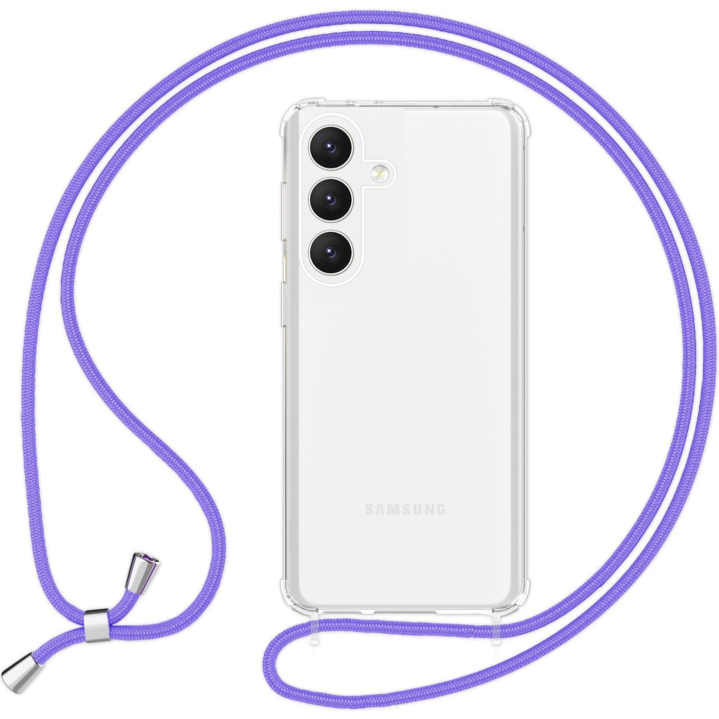 Nalia Klare Hybrid Hülle mit Kette zum Umhängen, Handykette, Violett