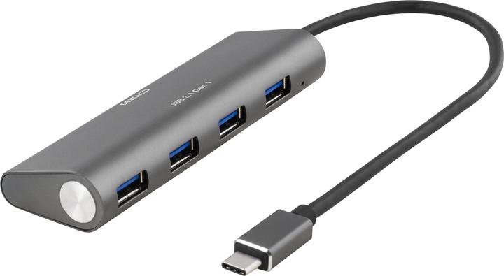 Actual product image Deltaco USBC-1207 interface hub USB 3.2 Gen 1 (3.1 Gen 1) Type-C Grey (USB-C, 4 ports)