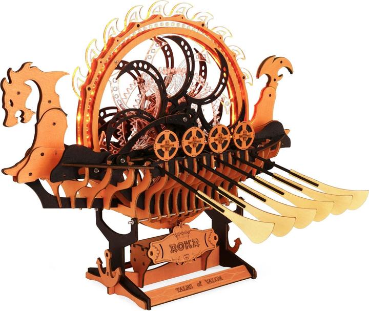 Actual product image Rokr Viking Dragon Ship - 3D wooden construction kit