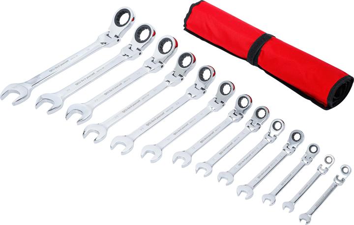 Actual product image BGS Ratchet Combination Wrench Set flexible Heads 8 - 32 mm 13 pcs. (32 mm, 19 mm, 12 mm, 24 mm, 14 mm, 22 mm, 16 mm, 23 mm, 10 mm, 21 mm, 18 mm, 27 mm, 31 mm, 17 mm, 11 mm, 15 mm, 26 mm, 30 mm, 8 mm, 28 mm, 9 mm, 29 mm, 13 mm, 20 mm, 25 mm)