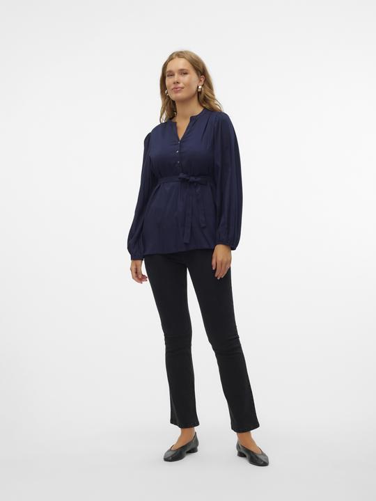 Produktbild Mamalicious Normal geschnitten Mandarin Kragen Ärmelbündchen mit Knopf Ballonärmel Top Bluse (XL)