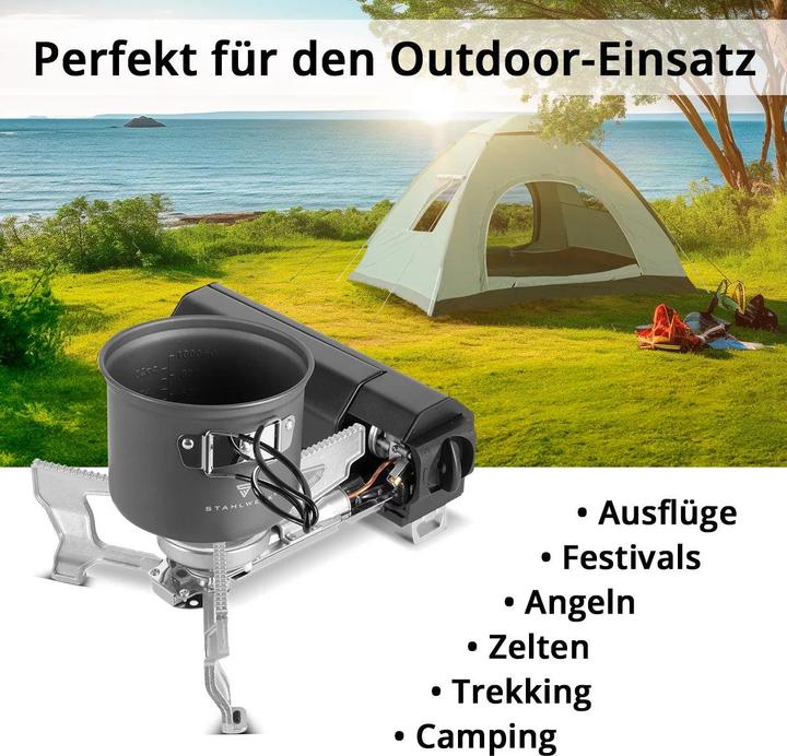 Produktbild Stahlwerk Campingkocher faltbar, klappbarer Gaskocher Outdoor Butangas Kocher