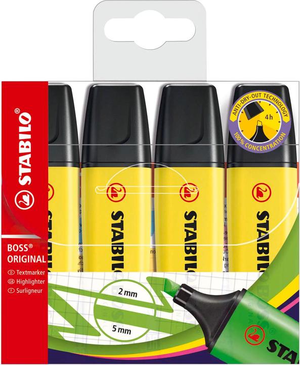 STABILO Markeerstift - BOSS ORIGINAL - Pak van 4 - geel (4x)