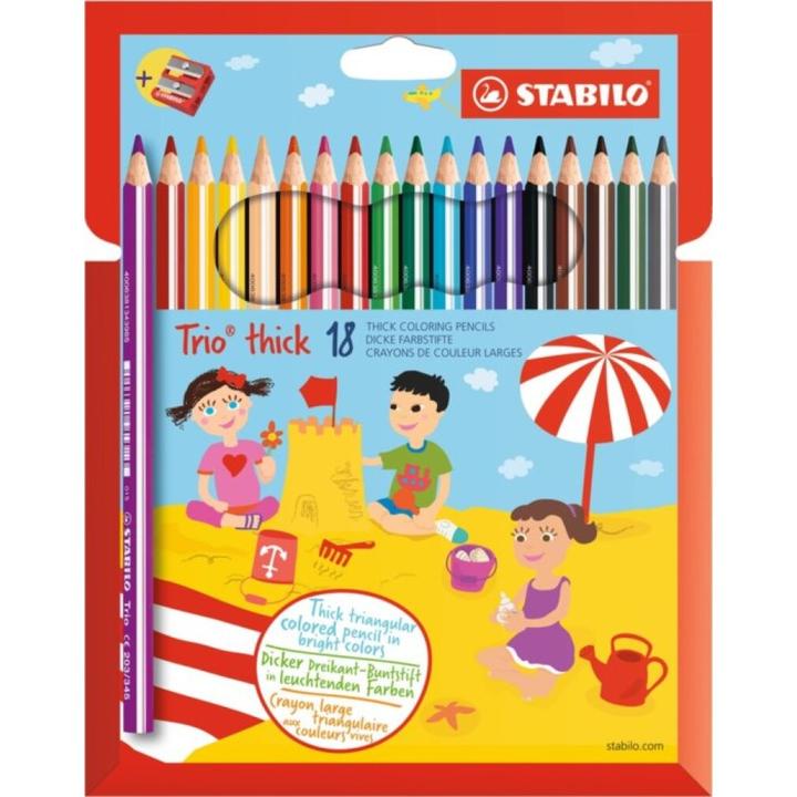Produktbild STABILO Trio dick Dreikant-Buntstift mit Spitzer (18x)