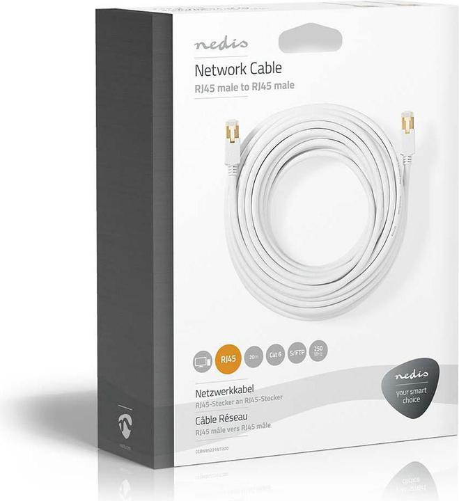 Produktbild Nedis Cat 6 Kabel- RJ45 8P8C Stecker-- S/FTP- 20.0 m- rund- (S/FTP, CAT6, 20 m)