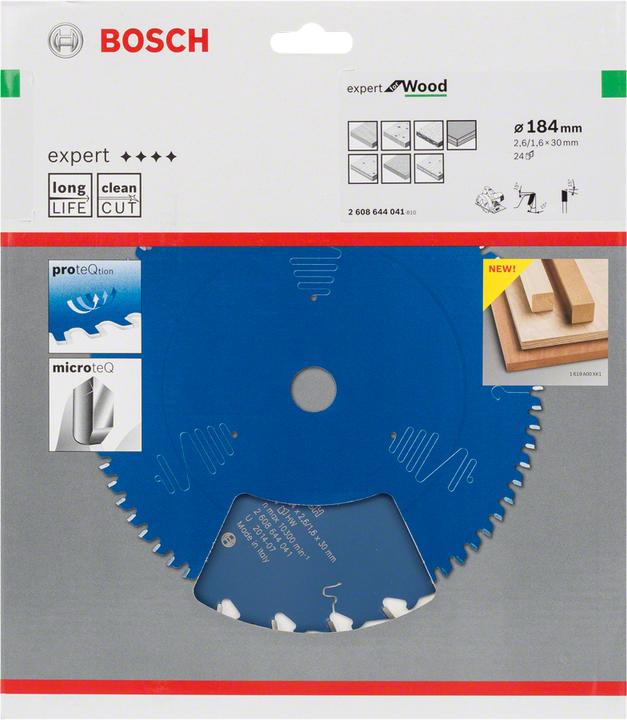 Immagine prodotto Bosch Professional Zubehör Lama circolare Expert per legno, 184 x 30 x 2,6 mm, 24
