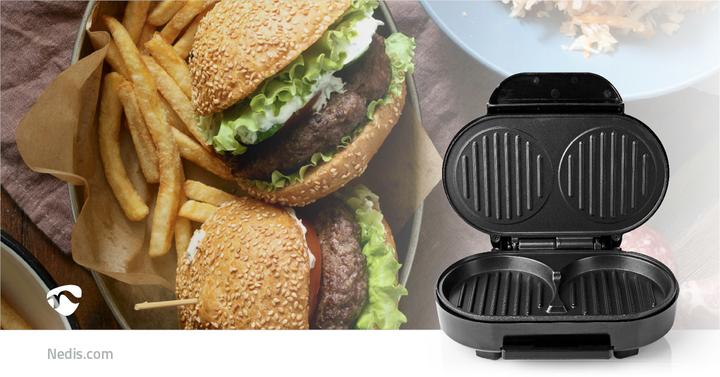 Actual product image Nedis Hamburger Maker | 1000 W | 10.5 cm | Automatic temperature control | Plastic / Metal