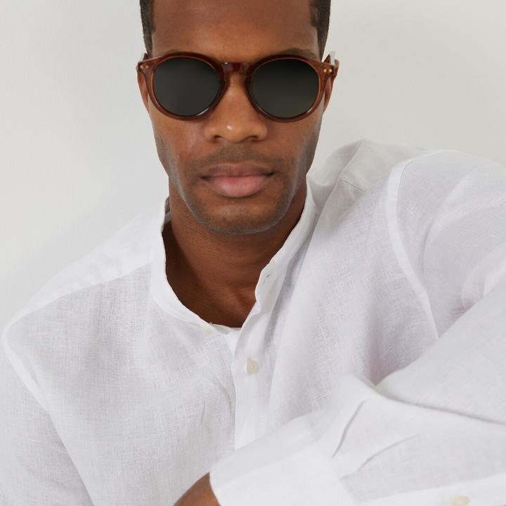 Image du produit La Redoute Collections Chemise droite en lin Signature avec col montant (L)