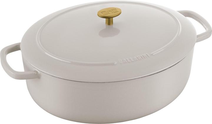 Ballarini Cocotte BELLAMONTE 37 cm ovaal 9,5 liter gietijzeren braadpan wit (37 cm, Braadpan + kasserol, Gietijzer)