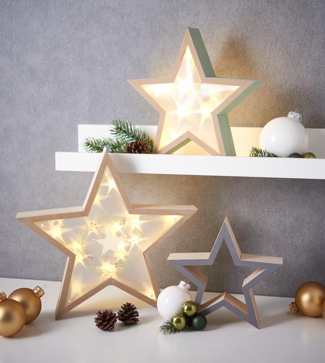 Immagine prodotto VBS Stelle in legno "Frame", set di 3, impiallacciatura in legno MDF