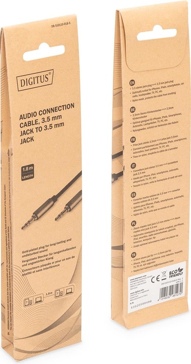 Produktbild Digitus Audio Anschlusskabel, 3,5 mm Klinke auf 3,5 mm Klinke (1.80 m)