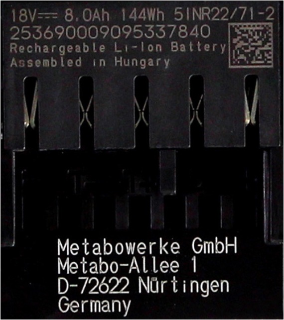 Actual product image Metabo Battery base set 18V with 2x battery LiHD 8,0Ah ( 625592000 ) (18 V)