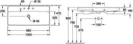 Produktbild Villeroy & Boch V&B Schrankwaschtisch COLLARO 1000x470mm o ÜL m HL stone white C+ (470 mm, 1000 mm)