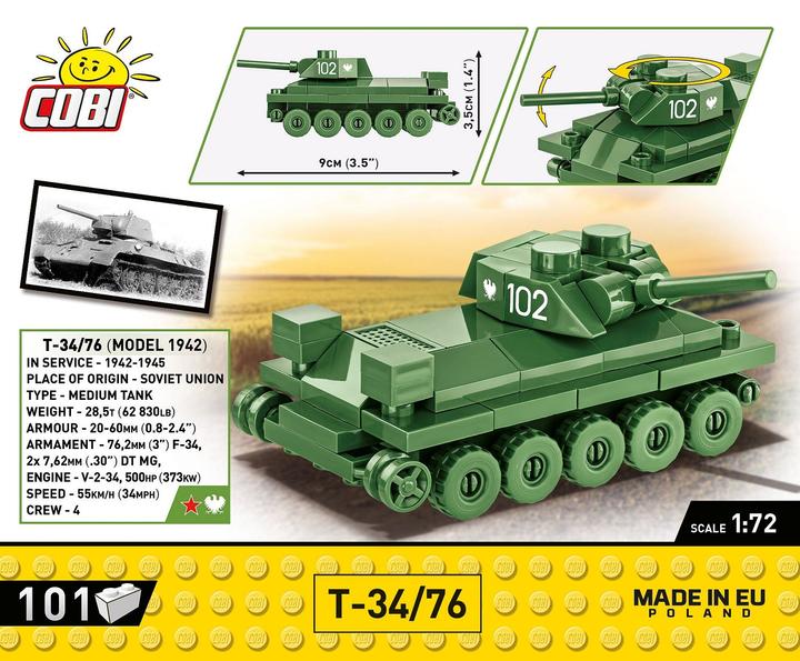 Actual product image Cobi 3088 - 101 PCS HC WWII /3088/ T-34/76
