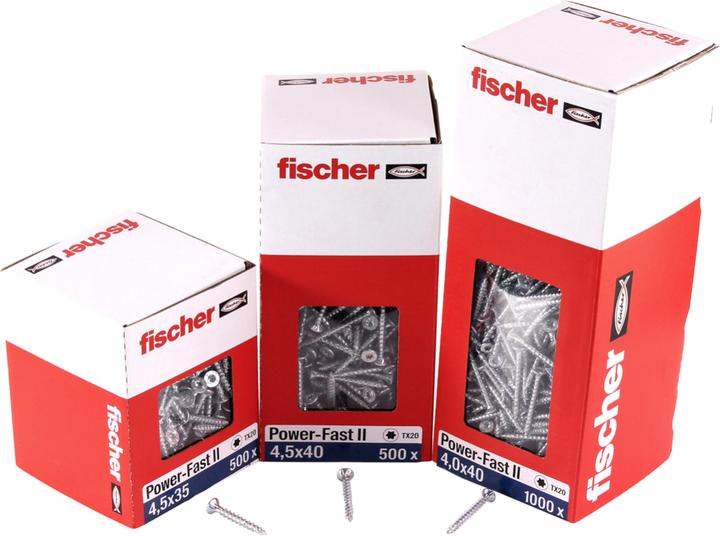 Produktbild Fischer PowerFast II 4,5x40 SK TX VG blvz 500 (500 Schrauben pro Stück, 4.5 x 40 mm)