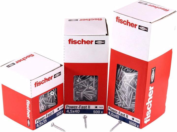 Produktbild Fischer PowerFast II 4,5x45 SK TX VG blvz 500 (1 Schrauben pro Stück)