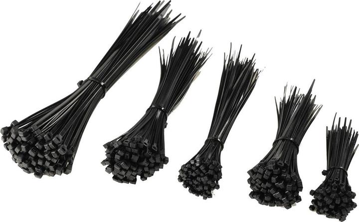 Actual product image Chilitec Cable tie set 500 pcs. UV-resistant black 100/140/160x2,5mm, 200/300x3,5mm (Plastic cable ties, 100 mm, 1 pcs.)