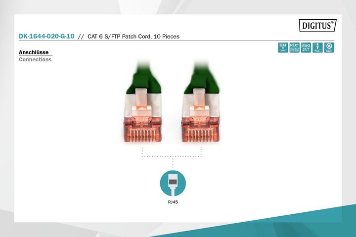 Produktbild Digitus CAT6 S-FTP Patchk.,2m, Grün (S/FTP, CAT6, 2 m)