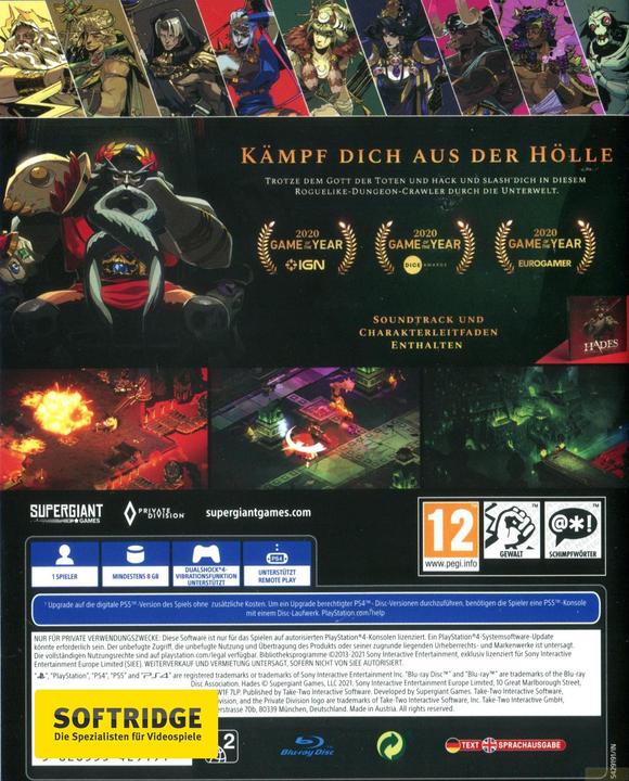 Produktbild 2K Games Hades (PS4, DE)