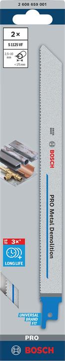 Immagine prodotto Bosch Professional Zubehör Lama PRO Metal Demolition S1125VF, 1,25 x 19 x 225 mm, 2 pezzi.
