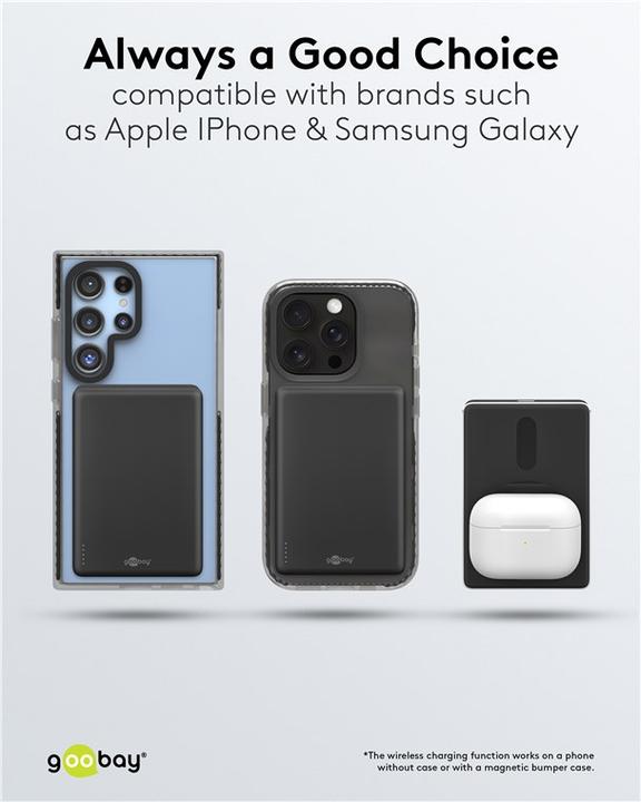 Actual product image Goobay Magnetic wireless powerbank 5,000 mAh (5000 mAh, 15 W, 19.25 Wh)
