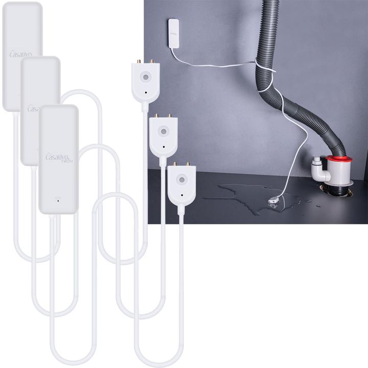Produktbild Casativo 3er-Set WLAN-Wassermelder mit externem Sensor, App-Steuerug