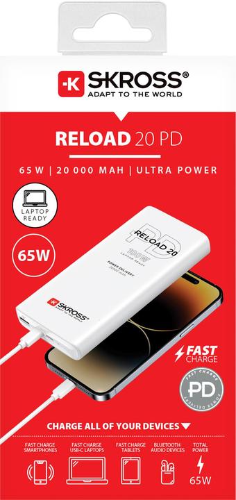 Produktbild Skross Power Bank RELOAD 20000 64W PD White (20000 mAh, 65 W, 74 Wh)