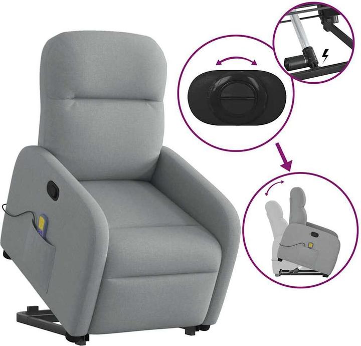 Actual product image vidaXL Massage chair with stand-up aid Light grey fabric