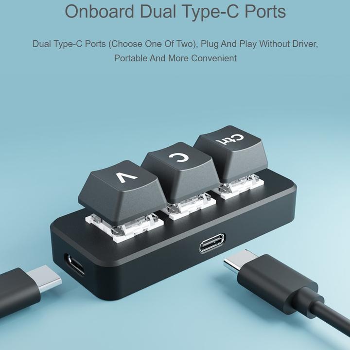 Actual product image WaveShare RP2040 Shortcut Keyboard Plus with 3 keys